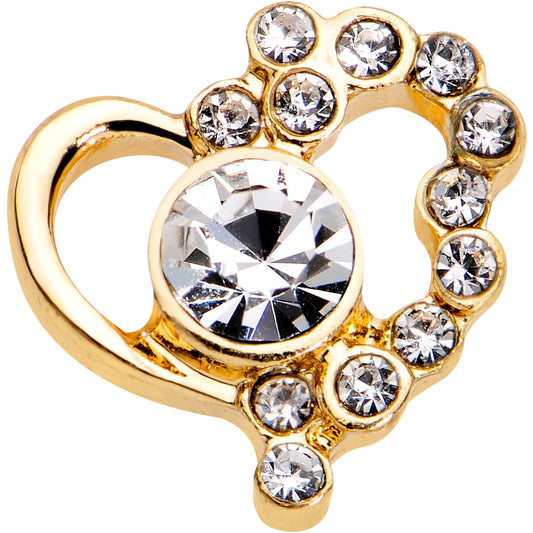 1/4 Clear Gem Gold PVD Heart Cluster Cartilage Tragus Earring