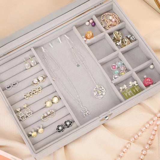 Transparent, fashionable and exquisite dust ring storage box, earrings, earrings, necklace storage box, flannel jewelry jewelry storage box, jewelry display jewelry box.