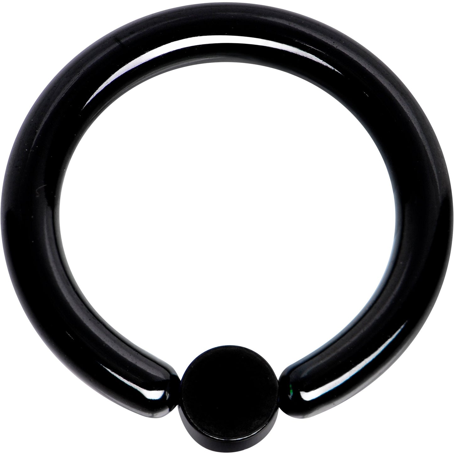 10G 1/2 White Faux Opal 4mm Disc Black IP BCR Captive Ring