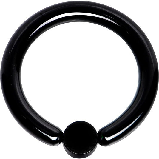 10G 1/2 White Faux Opal 4mm Disc Black IP BCR Captive Ring