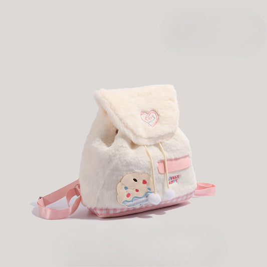 Autumn and winter fluffy backpack purse mini, fashionable female sweet plush backpack small, versatile student bag, toddler purse