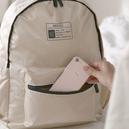 Foldable backpack, simple large capacity travel backpack female, waterproof storage backpack purse, casual polyester clothing storage backpack purse lightweight