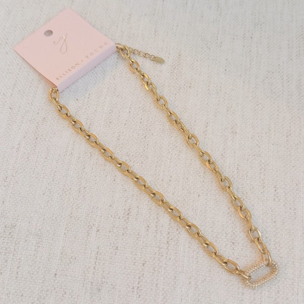 Pave Lock Chain Necklace