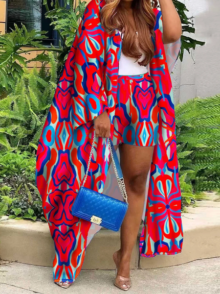 Cardigan Print Two-Piece Outfit