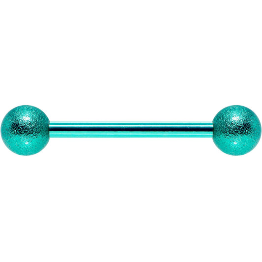 14G 5/8 Green Color PVD Sandblasted Barbell Tongue Ring
