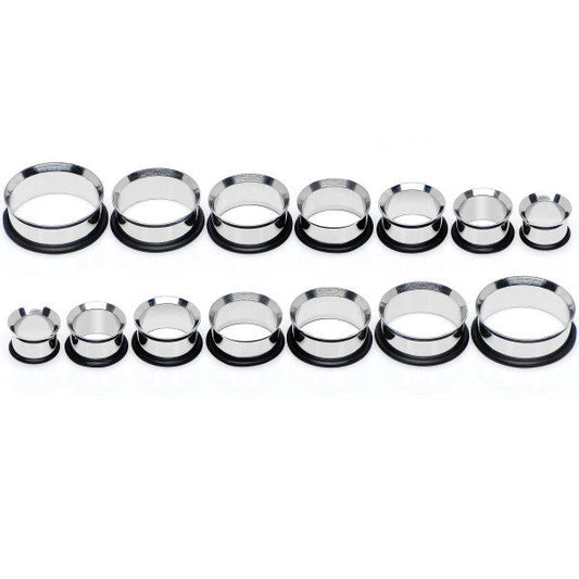 1/2 inch to 1 inch Seven Piece Steel Ear Stretching Tunnel Kit Set of 2