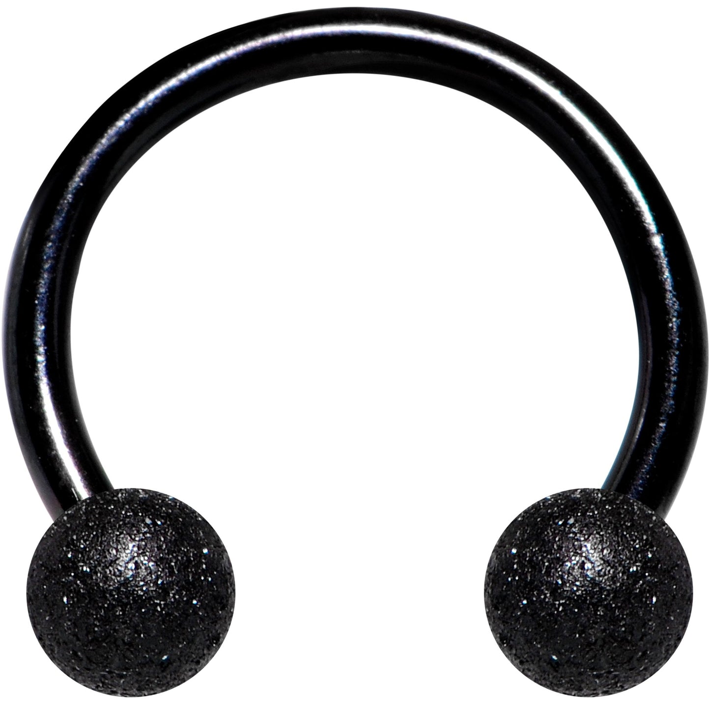 16G 5/16 Black Color PVD Textured Horseshoe Circular Barbell
