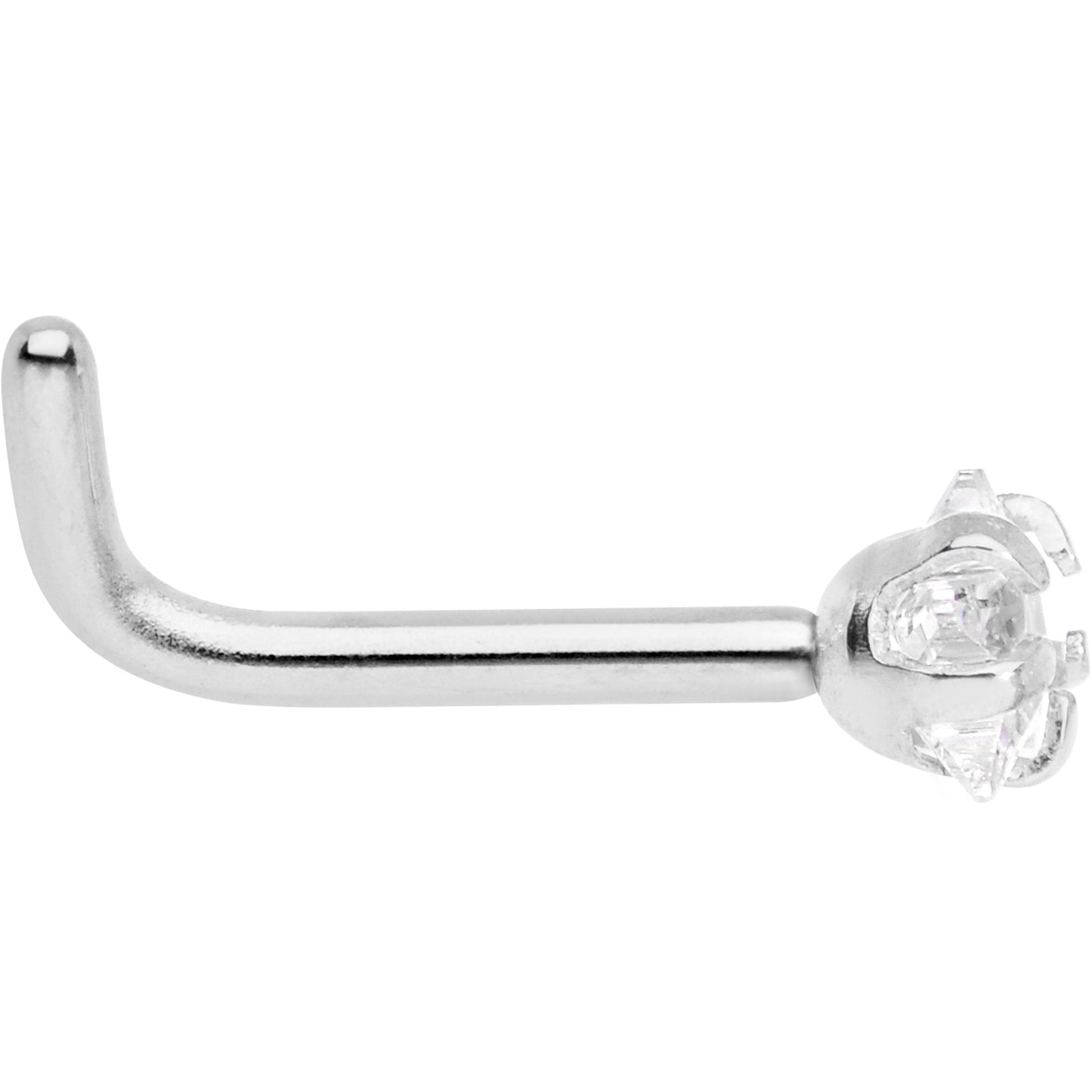 18G 1/4 Clear Star 3mm CZ Gem Steel L-Shape Nose Ring