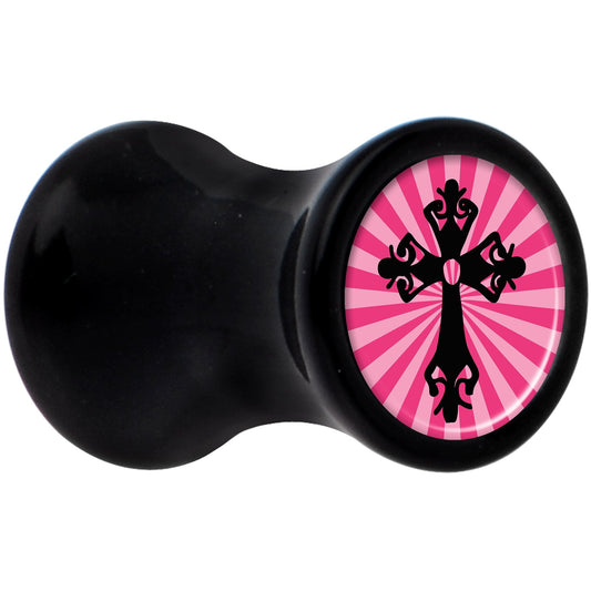 Black Acrylic Pink Black Radiant Cross Saddle Plug Set 4G
