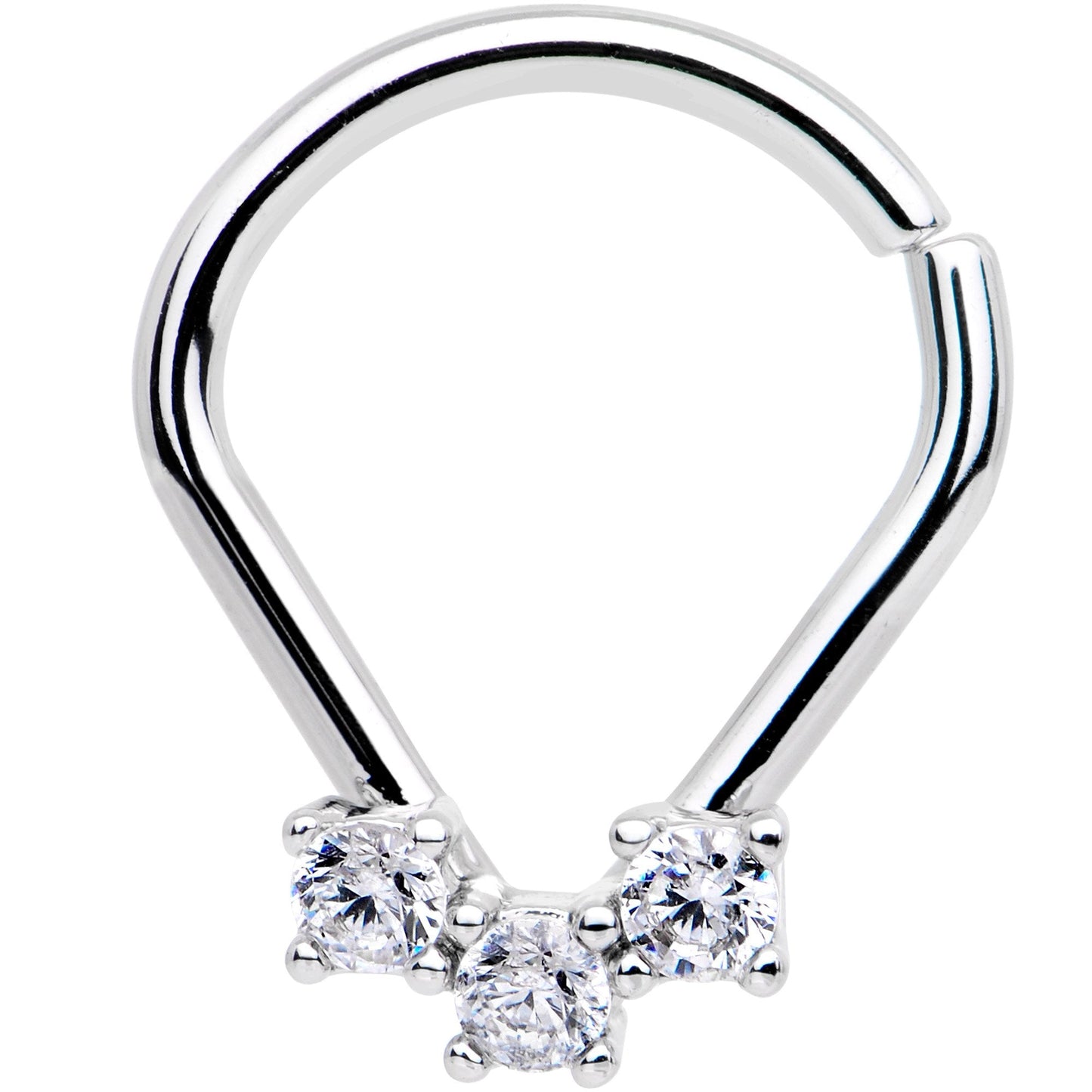 16G 5/16 Clear CZ Gem Clustered Trio Ellipse Seamless Ring