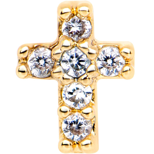 1/4 Clear CZ Internally Threaded Gold Tone Cross Labret Monroe