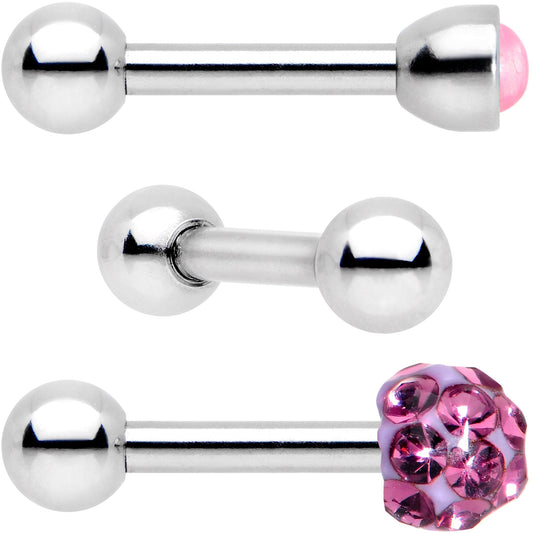 16G 1/4 Purple Faux Opal Inlay Cartilage Tragus Earring 3 Pack Set