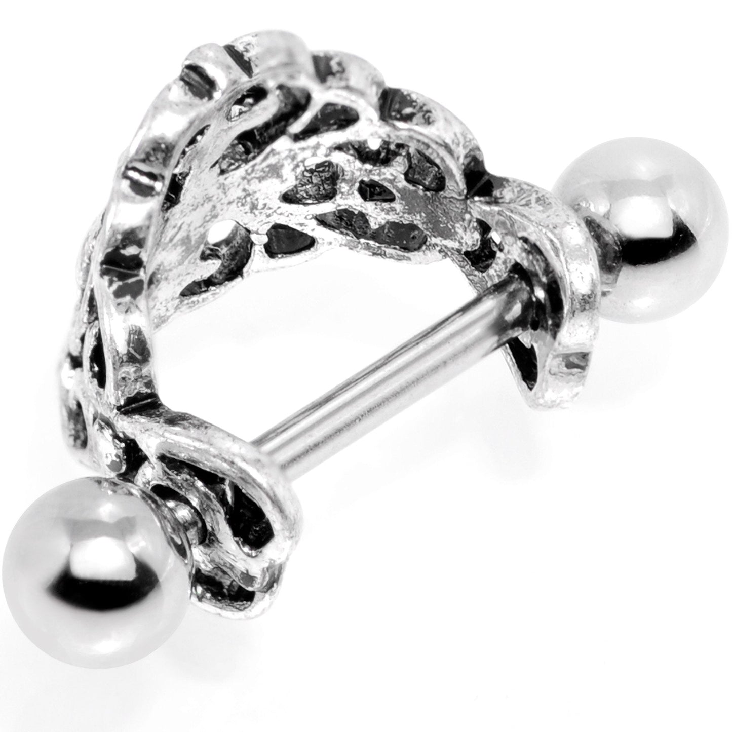 16G 1/2 Clear Gem Filigree Floral Cuff Cartilage Earring