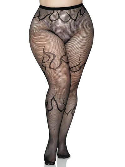 Plus Size Flame Net Tights