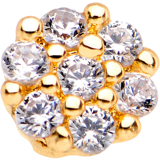 1/4 Clear CZ Gem Gold Tone Cute Cluster L Shaped Nose Ring