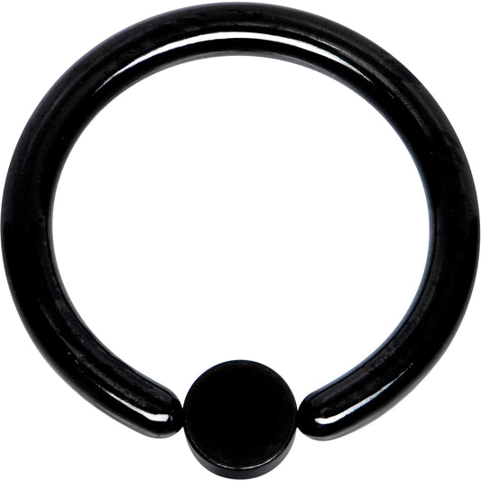 12G 1/2 White Faux Opal 4mm Disc Black IP BCR Captive Ring