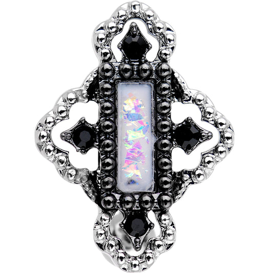 White Gem Confetti Party Pendant Top Mount Belly Ring
