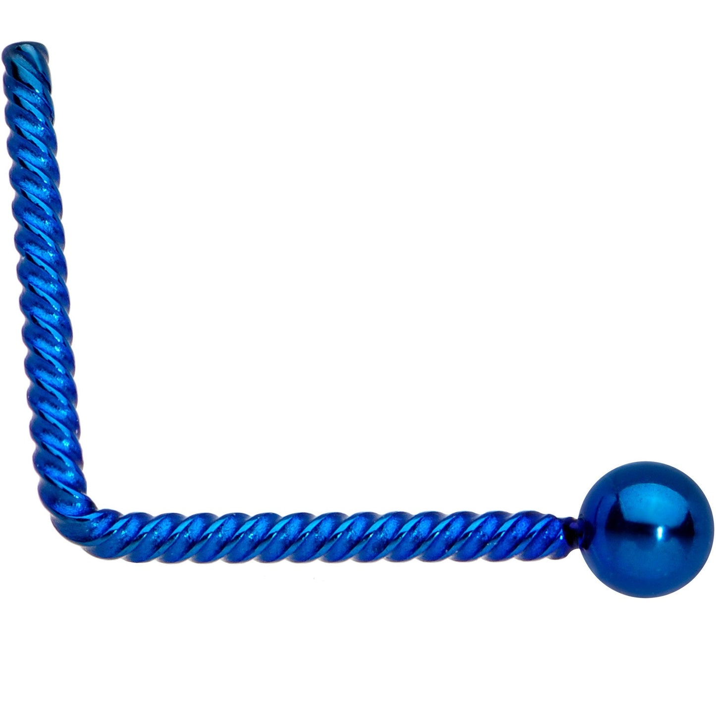 2mm Ball End Blue IP So Twisted L Shaped Nose Ring
