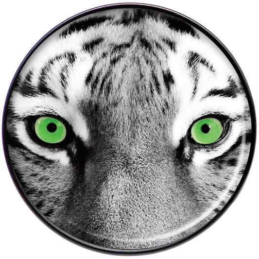 Black White Tiger Eyes Black Barbell Tongue Ring