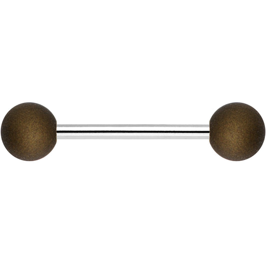 Brown Silicone Coated Acrylic Ball End Barbell Tongue Ring