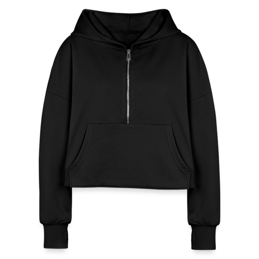Women's Half Zip Cropped Hoodie - black