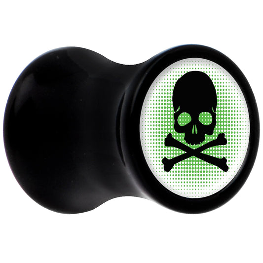 Black Acrylic Green Black Skull Saddle Plug Set 2G