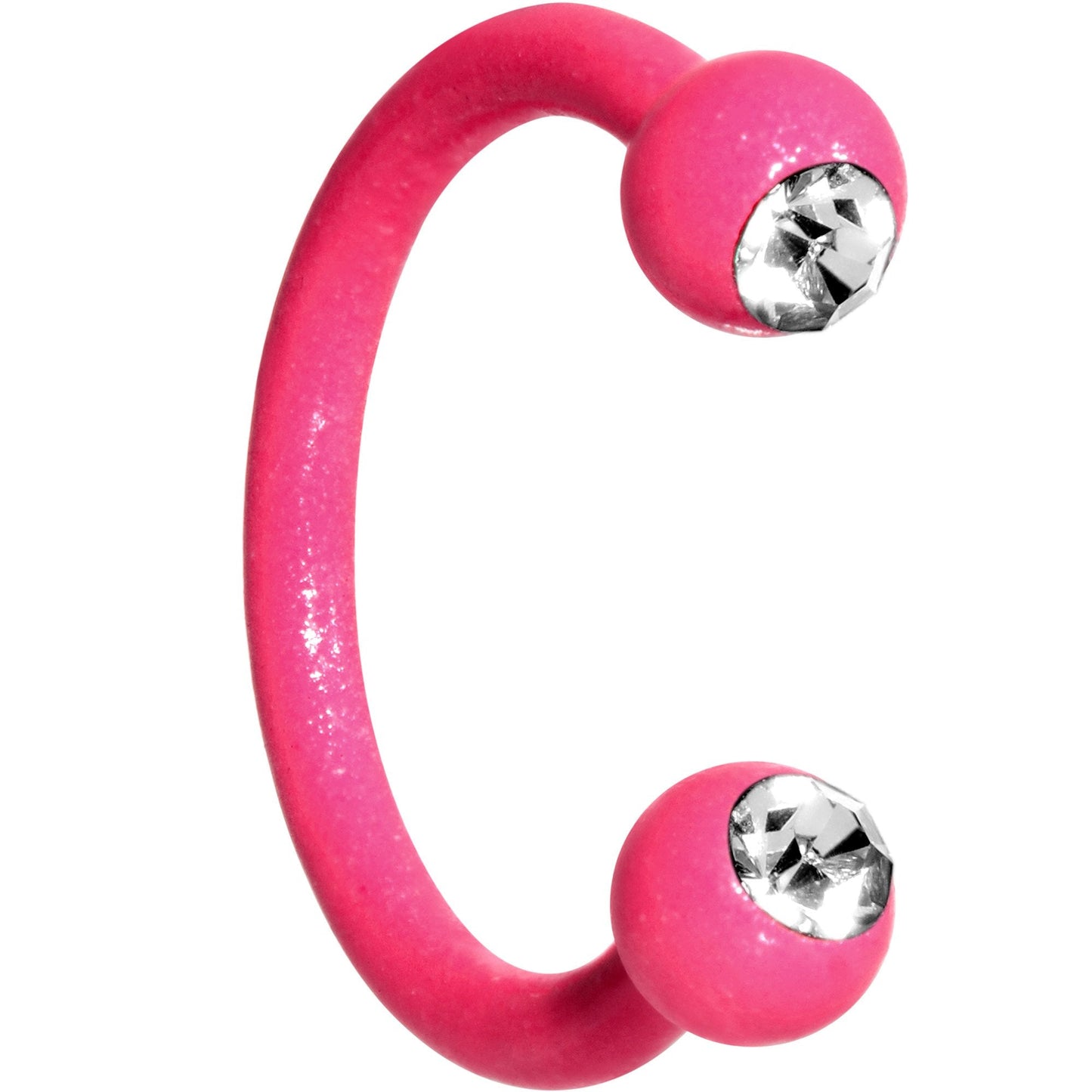 16G Clear Gem Pink Glow in the Dark Horseshoe Circular Barbell