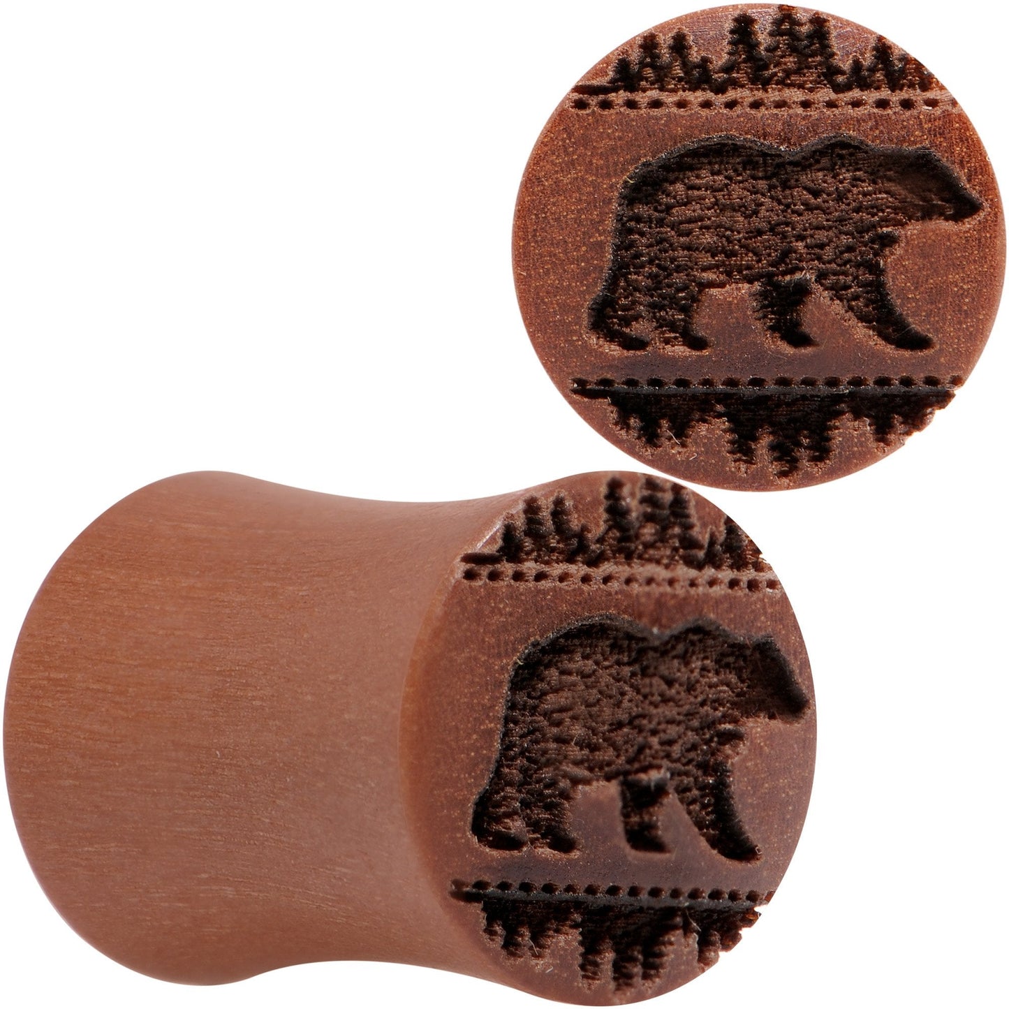 Organic Sawo Wood Holiday Bear in the Woods Saddle Plug Set Sizes 8mm to 25mm