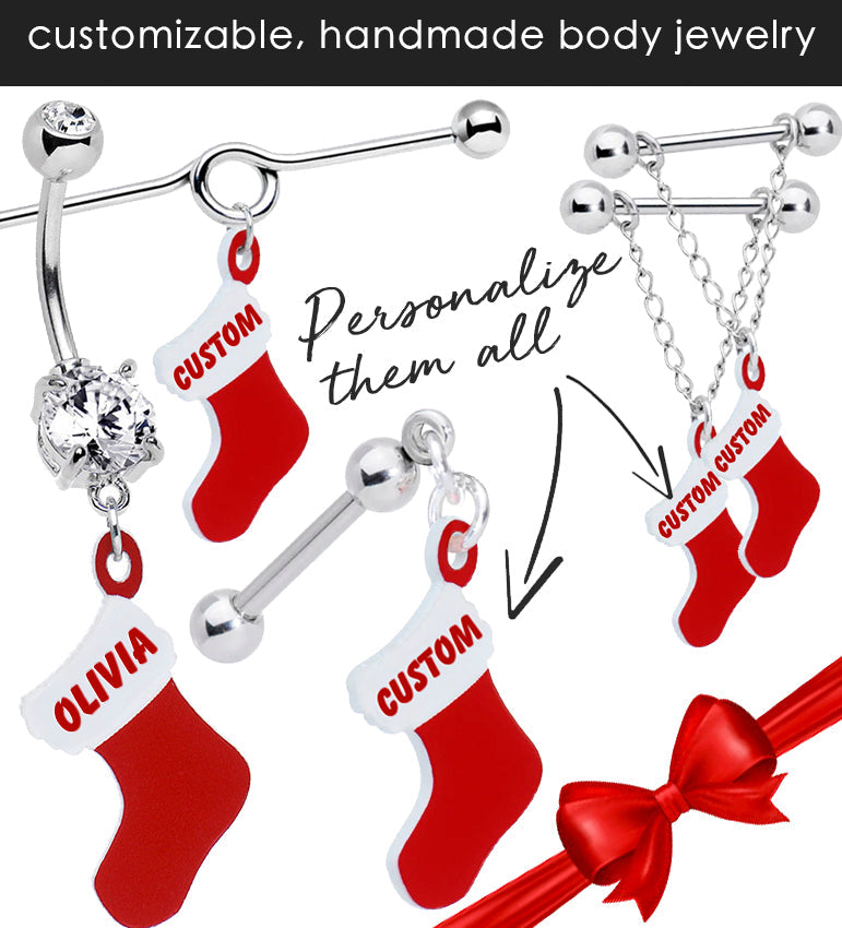 Custom Handcrafted Personalized Holiday Christmas Stocking Industrial Barbell