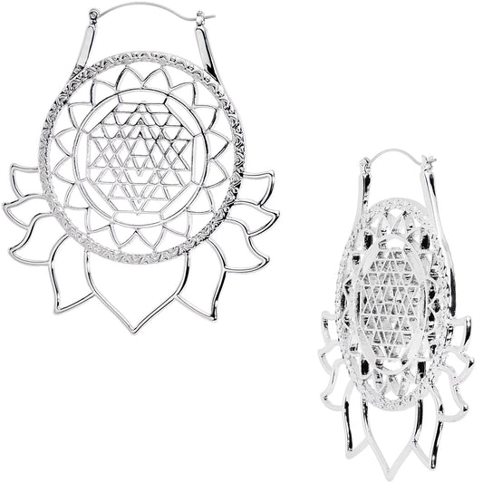 Lotus Flower Mandala Tunnel Plug Earrings