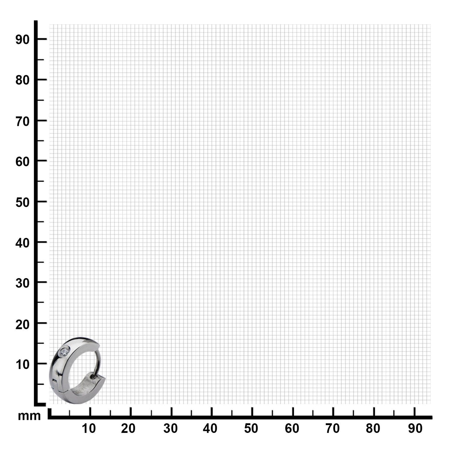 Unisex Stainless Steel Hinged Huggy Hoop Clear Gem Earrings