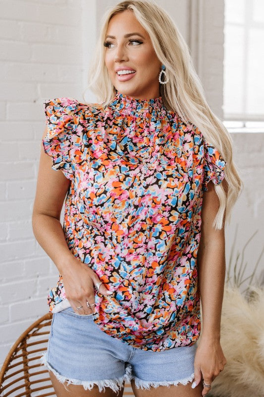 Elowen Floral Flutter Sleeve Blouse Top