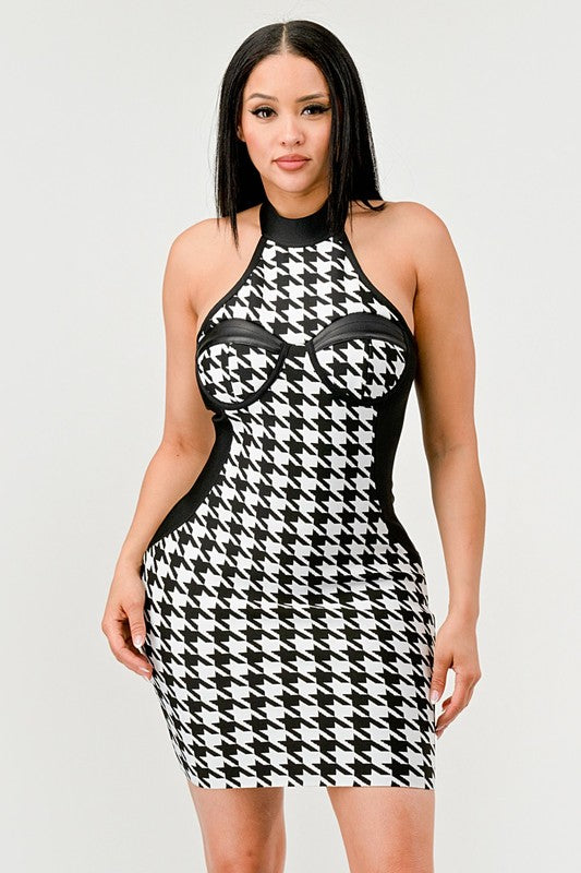 Checkmate Illusion Bandage Dress