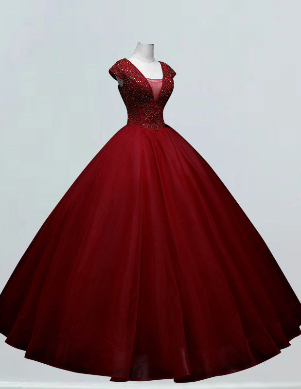 Burgundy V neck Prom Dress Long Floor length Deep V Ball Gown Beads Prom Party Dress Custom Made Wedding Dress