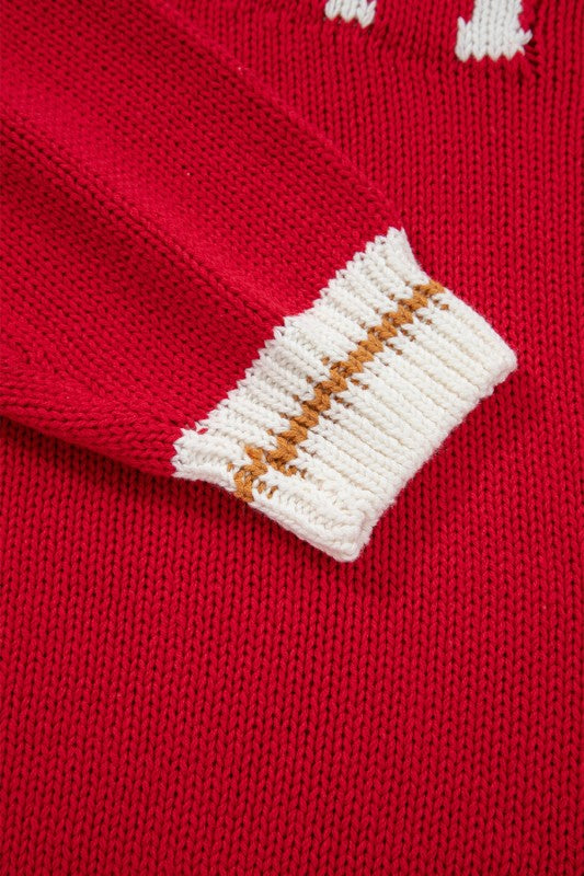 MERRY Colorblock Trim Drop Shoulder Sweater