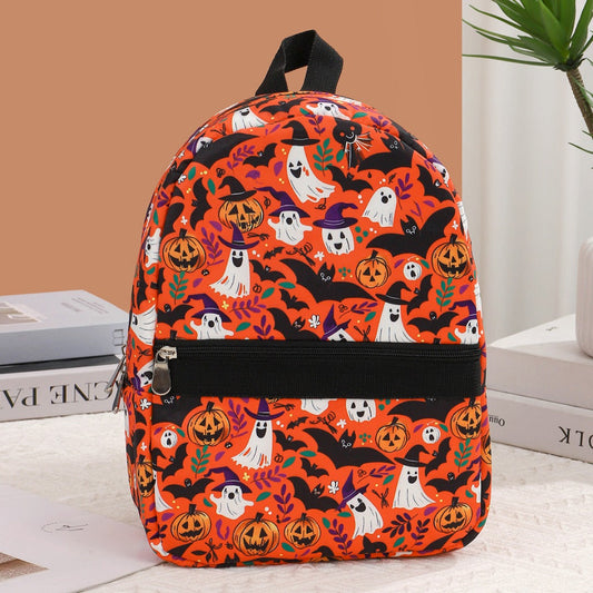 Pumpkin witch pattern digital print backpack, waterproof nylon backpack purse, student backpack purse,