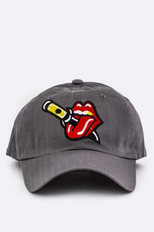 Stabbed Big Mouth Embroidery Cotton Cap