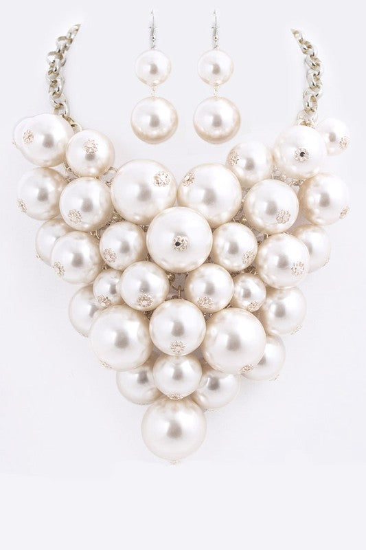 Mix Pearls Statement Necklace Set