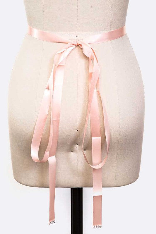 Chiffon Flower Embellished Sash Belt