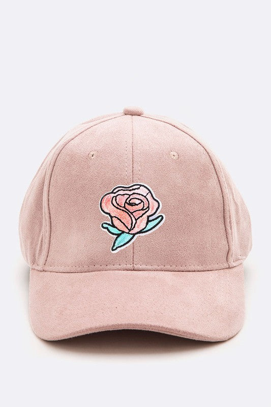 Rose Patch Suede Cap