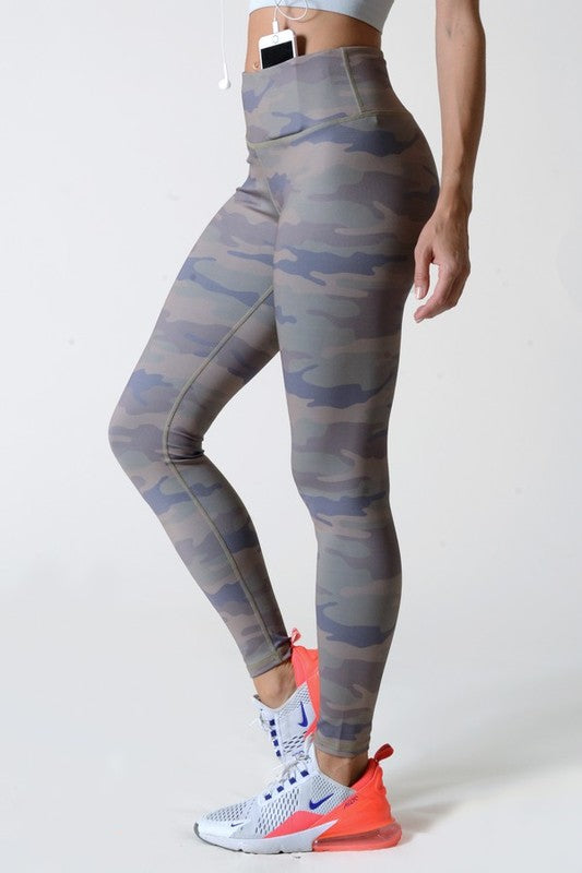 Active High Rise Camouflage Leggings with Pocket