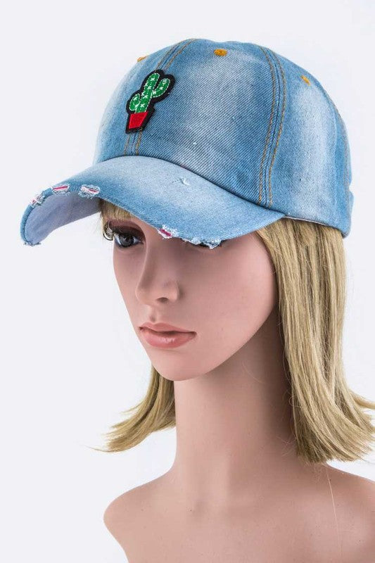 Cactus Patch Denim Cap