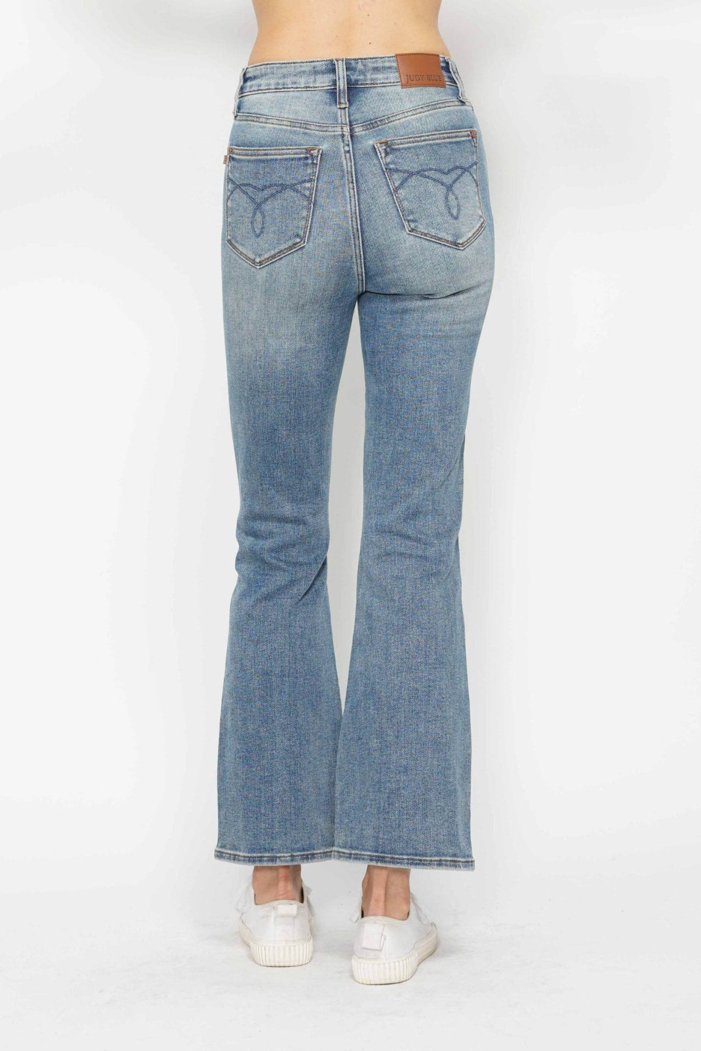 Judy Blue Full Size Tummy Control Back Embroidered Pocketed Bootcut Jeans Plus Size