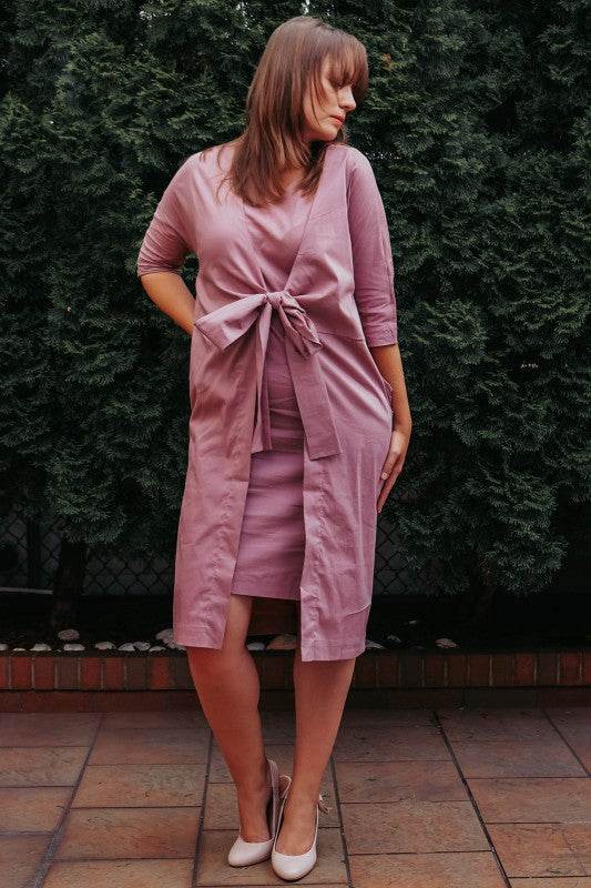 White Dress jacket 3/4 sleeve ties in front with p