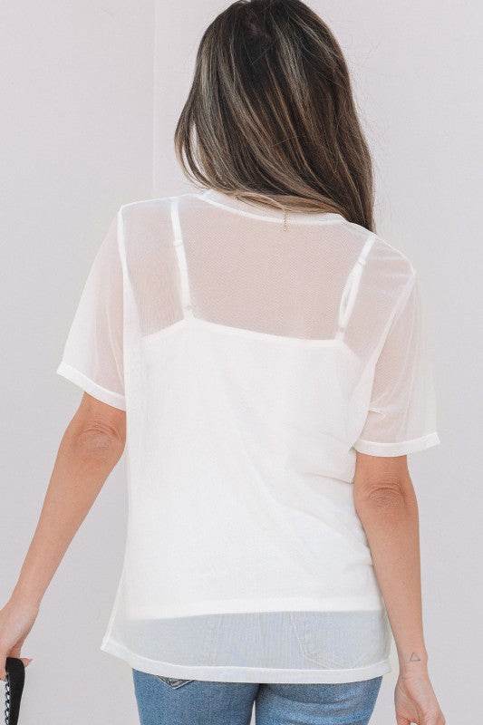 Miranda Sheer Mesh Short Sleeve Top