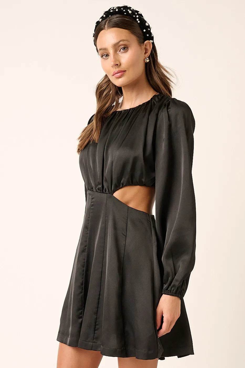 Mittoshop Satin Side Cutout Detail Mini Dress