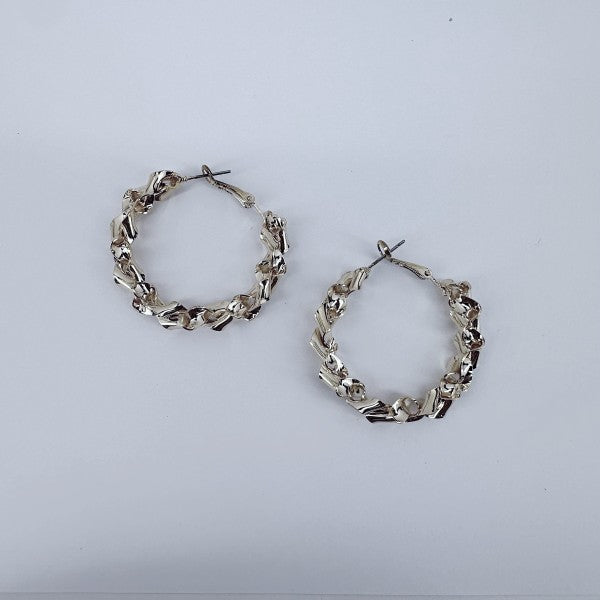 40mm Twisted Metal Design Hoop Earrings