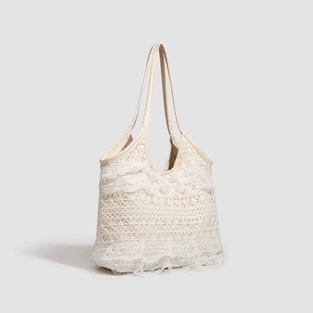 Summer woven bag casual vacation large capacity shoulder bag lace mesh underarm bag beach bag summer purse hobo