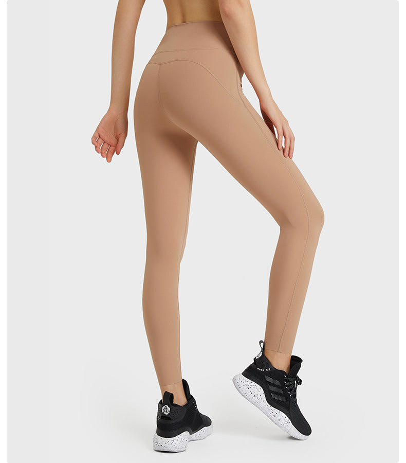 Autumn Brushed Sports Tights High Elastic Slim Fit Peach Hip Seamless Foot Mouth Yoga Pants