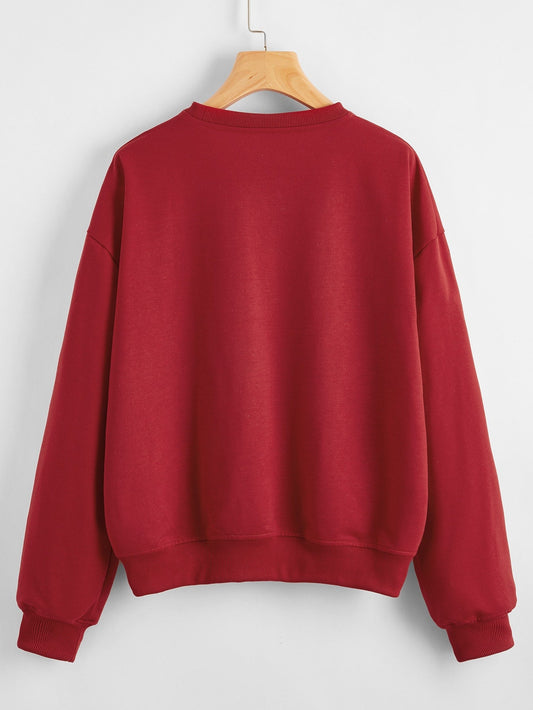 Christmas New Long Sleeve Sweatshirt Loose Girl Cartoon Sweatshirt Round Neck Printed
